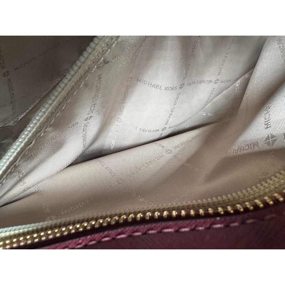 Michael Kors Selma Studded Medium Satchel Plum Saffiano Leather Gold Studs Bag - Picture 4 of 7